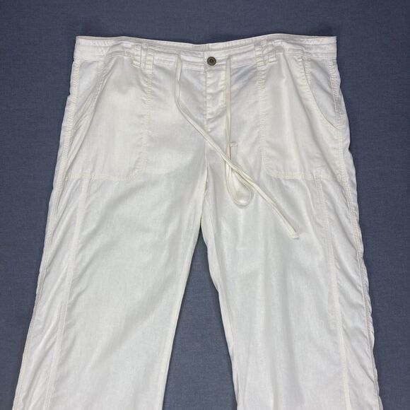 Norma Kamali Linen Pants Womens XL Ivory Straight Leg Breathable Casual Comfort - Picture 2 of 13